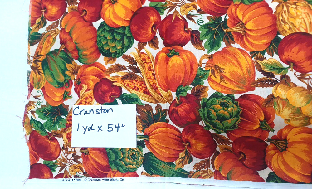 VTG Cranston Fall Pumpkin Sewing Craft Orange Cotton Fabric 1 Pc 1 Yard x 54"